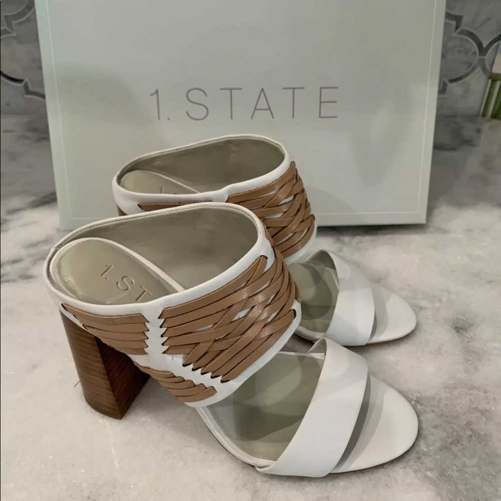 1. State Rexana White Block Heel Sandal $129 Sz 6